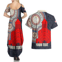 Georgia Independence Day Couples Matching Summer Maxi Dress and Hawaiian Shirt Holy Trinity Cathedral of Tbilisi - Wonder Print Shop