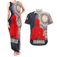 Georgia Independence Day Couples Matching Tank Maxi Dress and Hawaiian Shirt Holy Trinity Cathedral of Tbilisi - Wonder Print Shop