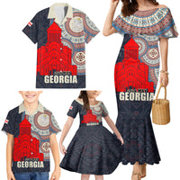 Georgia Independence Day Family Matching Mermaid Dress and Hawaiian Shirt Holy Trinity Cathedral of Tbilisi - Wonder Print Shop