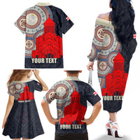 Georgia Independence Day Family Matching Off The Shoulder Long Sleeve Dress and Hawaiian Shirt Holy Trinity Cathedral of Tbilisi - Wonder Print Shop