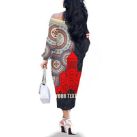 Georgia Independence Day Family Matching Off The Shoulder Long Sleeve Dress and Hawaiian Shirt Holy Trinity Cathedral of Tbilisi - Wonder Print Shop