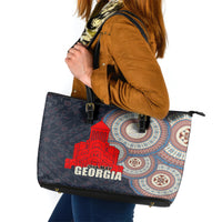 Georgia Independence Day Leather Tote Bag Holy Trinity Cathedral of Tbilisi - Wonder Print Shop