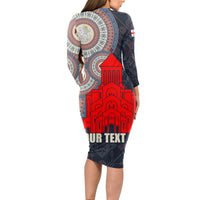 Georgia Independence Day Long Sleeve Bodycon Dress Holy Trinity Cathedral of Tbilisi - Wonder Print Shop