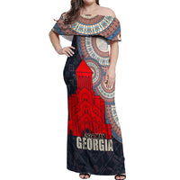 Georgia Independence Day Off Shoulder Maxi Dress Holy Trinity Cathedral of Tbilisi - Wonder Print Shop