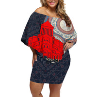 Georgia Independence Day Off Shoulder Short Dress Holy Trinity Cathedral of Tbilisi - Wonder Print Shop