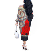 Georgia Independence Day Off The Shoulder Long Sleeve Dress Holy Trinity Cathedral of Tbilisi - Wonder Print Shop