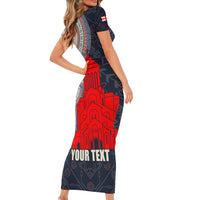 Georgia Independence Day Short Sleeve Bodycon Dress Holy Trinity Cathedral of Tbilisi - Wonder Print Shop