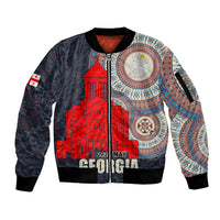 Georgia Independence Day Sleeve Zip Bomber Jacket Holy Trinity Cathedral of Tbilisi - Wonder Print Shop