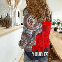 Georgia Independence Day Women Casual Shirt Holy Trinity Cathedral of Tbilisi - Wonder Print Shop