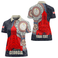 Georgia Independence Day Women Polo Shirt Holy Trinity Cathedral of Tbilisi - Wonder Print Shop