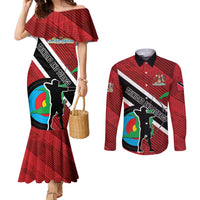 Personalized Trinidad and Tobago Archery Couples Matching Mermaid Dress and Long Sleeve Button Shirt Archery On The Move