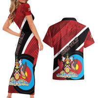 Personalized Trinidad and Tobago Archery Couples Matching Short Sleeve Bodycon Dress and Hawaiian Shirt Archery On The Move