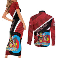 Personalized Trinidad and Tobago Archery Couples Matching Short Sleeve Bodycon Dress and Long Sleeve Button Shirt Archery On The Move