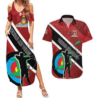 Personalized Trinidad and Tobago Archery Couples Matching Summer Maxi Dress and Hawaiian Shirt Archery On The Move