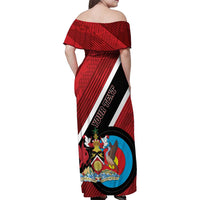 Personalized Trinidad and Tobago Archery Family Matching Off Shoulder Maxi Dress and Hawaiian Shirt Archery On The Move