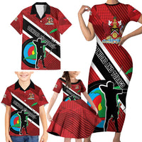 Personalized Trinidad and Tobago Archery Family Matching Short Sleeve Bodycon Dress and Hawaiian Shirt Archery On The Move