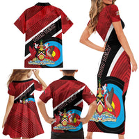 Personalized Trinidad and Tobago Archery Family Matching Short Sleeve Bodycon Dress and Hawaiian Shirt Archery On The Move