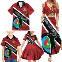 Personalized Trinidad and Tobago Archery Family Matching Summer Maxi Dress and Hawaiian Shirt Archery On The Move