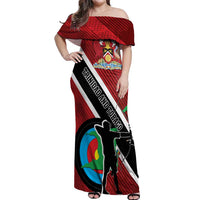 Personalized Trinidad and Tobago Archery Off Shoulder Maxi Dress Archery On The Move