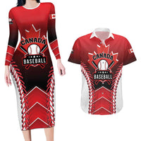 Custom Canada Baseball Couples Matching Long Sleeve Bodycon Dress and Hawaiian Shirt Go Champion The Maple Leaf
