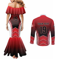 Custom Canada Baseball Couples Matching Mermaid Dress and Long Sleeve Button Shirt Go Champion The Maple Leaf