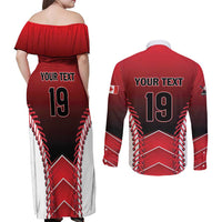 Custom Canada Baseball Couples Matching Off Shoulder Maxi Dress and Long Sleeve Button Shirt Go Champion The Maple Leaf