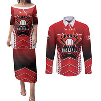 Custom Canada Baseball Couples Matching Puletasi and Long Sleeve Button Shirt Go Champion The Maple Leaf