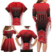 Custom Canada Baseball Family Matching Long Sleeve Bodycon Dress and Hawaiian Shirt Go Champion The Maple Leaf