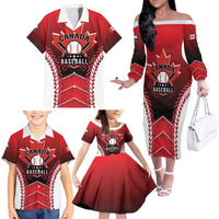 Custom Canada Baseball Family Matching Off The Shoulder Long Sleeve Dress and Hawaiian Shirt Go Champion The Maple Leaf