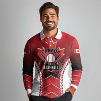 Custom Canada Baseball Long Sleeve Polo Shirt Go Champion The Maple Leaf