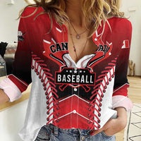 Custom Canada Baseball Women Casual Shirt Go Champion The Maple Leaf