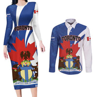 Personalised Canada Toronto Couples Matching Long Sleeve Bodycon Dress and Long Sleeve Button Shirt Maple Leaf Diversity Our Strength