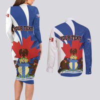 Personalised Canada Toronto Couples Matching Long Sleeve Bodycon Dress and Long Sleeve Button Shirt Maple Leaf Diversity Our Strength