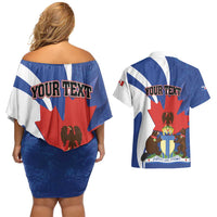 Personalised Canada Toronto Couples Matching Off Shoulder Short Dress and Hawaiian Shirt Maple Leaf Diversity Our Strength