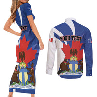 Personalised Canada Toronto Couples Matching Short Sleeve Bodycon Dress and Long Sleeve Button Shirt Maple Leaf Diversity Our Strength