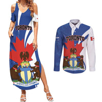 Personalised Canada Toronto Couples Matching Summer Maxi Dress and Long Sleeve Button Shirt Maple Leaf Diversity Our Strength