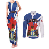 Personalised Canada Toronto Couples Matching Tank Maxi Dress and Long Sleeve Button Shirt Maple Leaf Diversity Our Strength