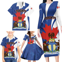 Personalised Canada Toronto Family Matching Long Sleeve Bodycon Dress and Hawaiian Shirt Maple Leaf Diversity Our Strength