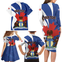 Personalised Canada Toronto Family Matching Long Sleeve Bodycon Dress and Hawaiian Shirt Maple Leaf Diversity Our Strength