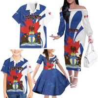 Personalised Canada Toronto Family Matching Off The Shoulder Long Sleeve Dress and Hawaiian Shirt Maple Leaf Diversity Our Strength