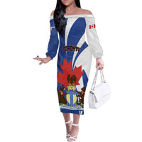 Personalised Canada Toronto Family Matching Off The Shoulder Long Sleeve Dress and Hawaiian Shirt Maple Leaf Diversity Our Strength