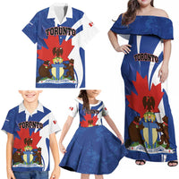 Personalised Canada Toronto Family Matching Off Shoulder Maxi Dress and Hawaiian Shirt Maple Leaf Diversity Our Strength