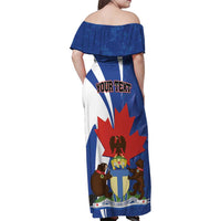 Personalised Canada Toronto Family Matching Off Shoulder Maxi Dress and Hawaiian Shirt Maple Leaf Diversity Our Strength