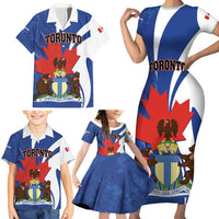Personalised Canada Toronto Family Matching Short Sleeve Bodycon Dress and Hawaiian Shirt Maple Leaf Diversity Our Strength