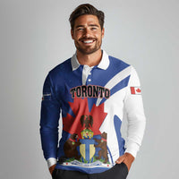 Personalised Canada Toronto Long Sleeve Polo Shirt Maple Leaf Diversity Our Strength