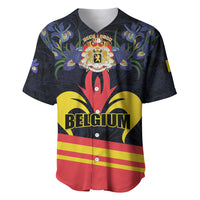 Personalized Belgium Iris Day Baseball Jersey Royaume de Belgique Coat Of Arms - Wonder Print Shop