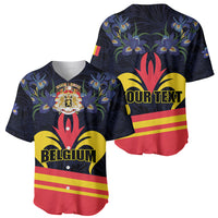 Personalized Belgium Iris Day Baseball Jersey Royaume de Belgique Coat Of Arms - Wonder Print Shop