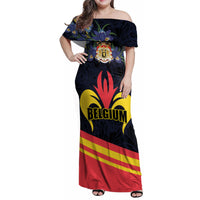 Personalized Belgium Iris Day Family Matching Off Shoulder Maxi Dress and Hawaiian Shirt Royaume de Belgique Coat Of Arms - Wonder Print Shop