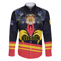 Personalized Belgium Iris Day Family Matching Short Sleeve Bodycon Dress and Hawaiian Shirt Royaume de Belgique Coat Of Arms - Wonder Print Shop