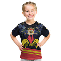 Personalized Belgium Iris Day Kid T Shirt Royaume de Belgique Coat Of Arms - Wonder Print Shop